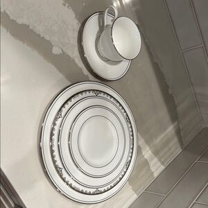 Lenox Elegant White and Silver Dinnerware Set